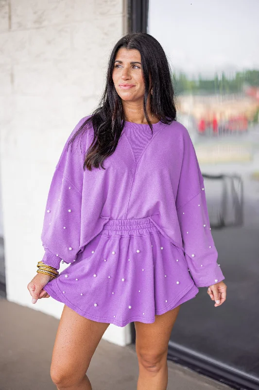 Solid Color Women Shorts in Bright Hues for a Bold StatementPearl Dreaming Washed Purple Embellished Skort Solid Color Women Shorts in Bright Hues for a Bold StatementPearl Dreaming Washed Purple Embellished Skort