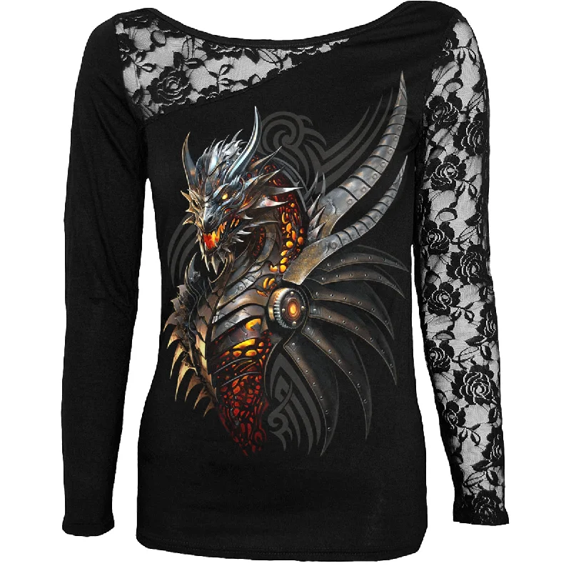 Button - Down Women Long Sleeve Top for a Classic StyleRAZOR BACK - Lace One Shoulder Top Black Button - Down Women Long Sleeve Top for a Classic StyleRAZOR BACK - Lace One Shoulder Top Black