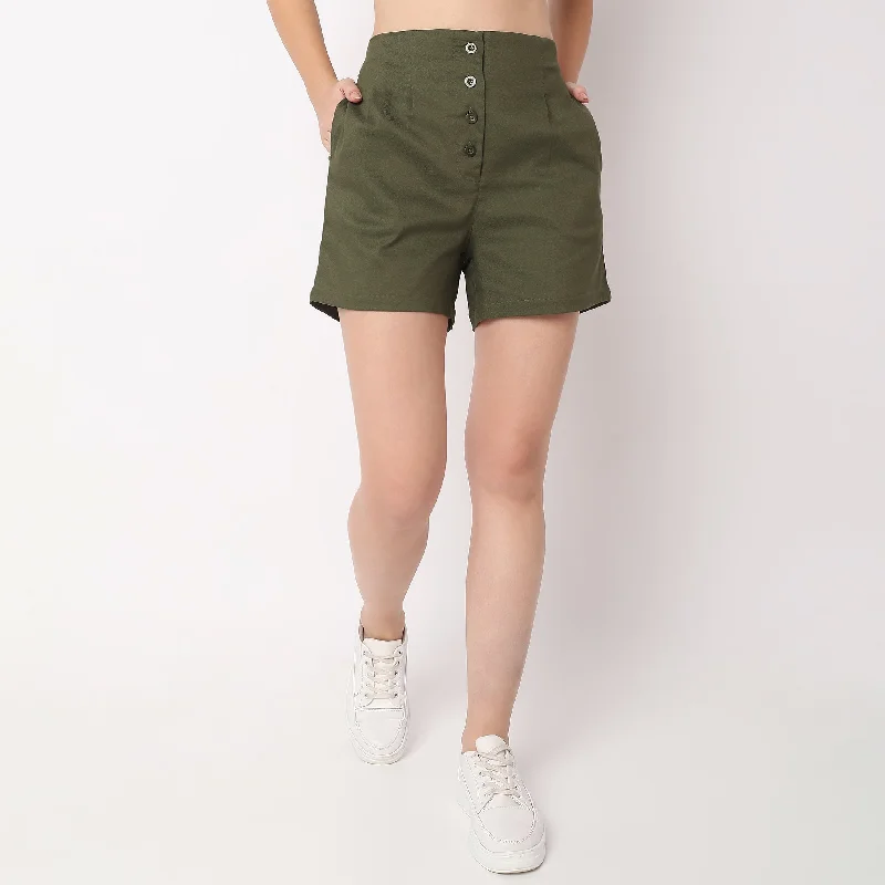 Denim Women Shorts with Distressed Details for a Casual VibeRegular Fit Solid High Rise Shorts Denim Women Shorts with Distressed Details for a Casual VibeRegular Fit Solid High Rise Shorts