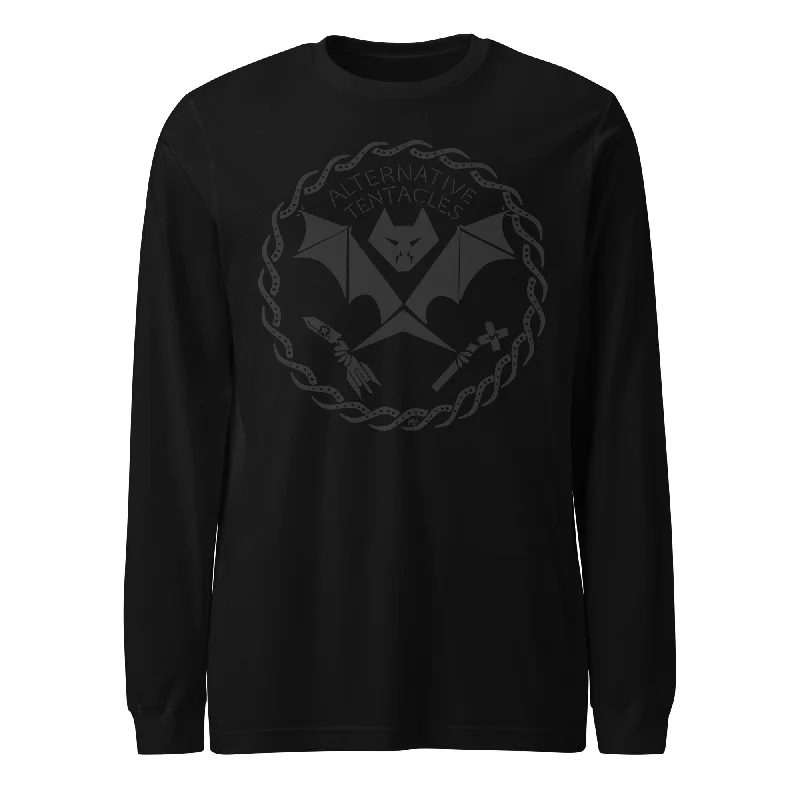 Turtleneck Women Long Sleeve Top for Cold Winter DaysBlack On Black "AT Bat Logo" Unisex Long Sleeve Tee Turtleneck Women Long Sleeve Top for Cold Winter DaysBlack On Black "AT Bat Logo" Unisex Long Sleeve Tee