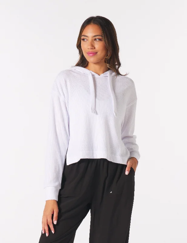 Button - Down Women Long Sleeve Top for a Classic StyleValley Hoodie: White