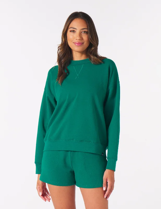 Puffer - Sleeve Women Long Sleeve Top for a Fashion - Forward LookVintage Oversized Crew: Emerald Puffer - Sleeve Women Long Sleeve Top for a Fashion - Forward LookVintage Oversized Crew: Emerald