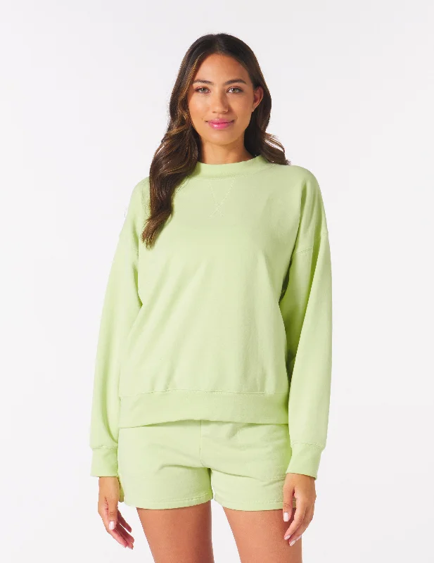 Cropped Women Long Sleeve Top to Pair with High - Waisted BottomsVintage Oversized Crew: Honey Dew Cropped Women Long Sleeve Top to Pair with High - Waisted BottomsVintage Oversized Crew: Honey Dew