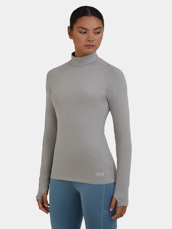 Ribbed Women Long Sleeve Top with a Textured AppealBliss SuperThermal Long Sleeve Running Mock Neck Top For Women With Thumbholes & Brushed Inner Fabric Ribbed Women Long Sleeve Top with a Textured AppealBliss SuperThermal Long Sleeve Running Mock Neck Top For Women With Thumbholes & Brushed Inner Fabric