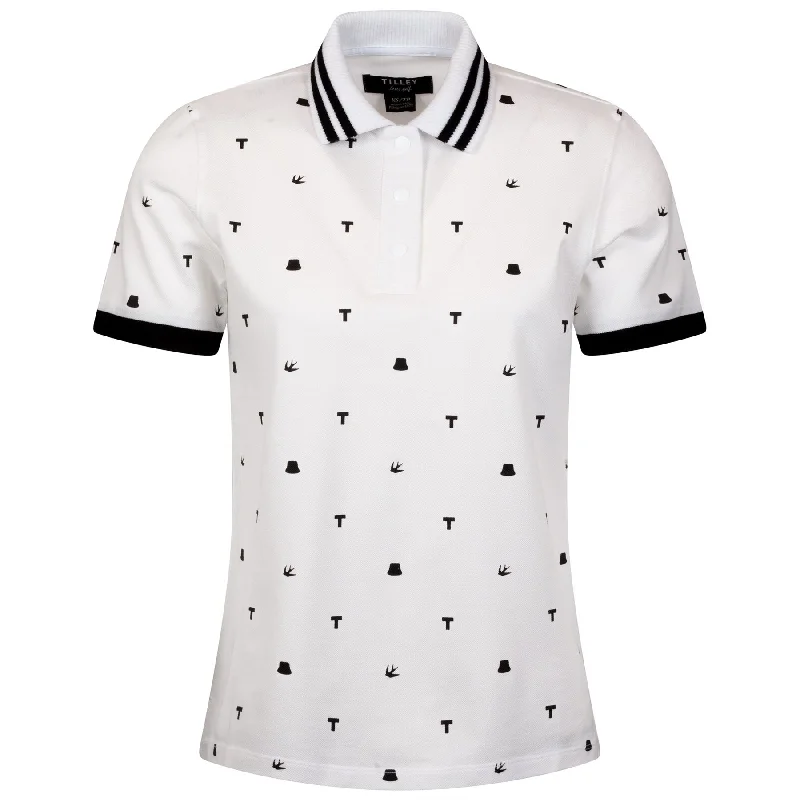 Polo shirt with a cropped length for a trendy lookWomens Icon Polo White - AW24