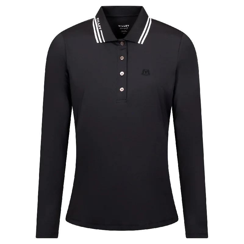 Wrinkle - resistant polo shirt for travel convenienceWomens LS Polo Black - AW24