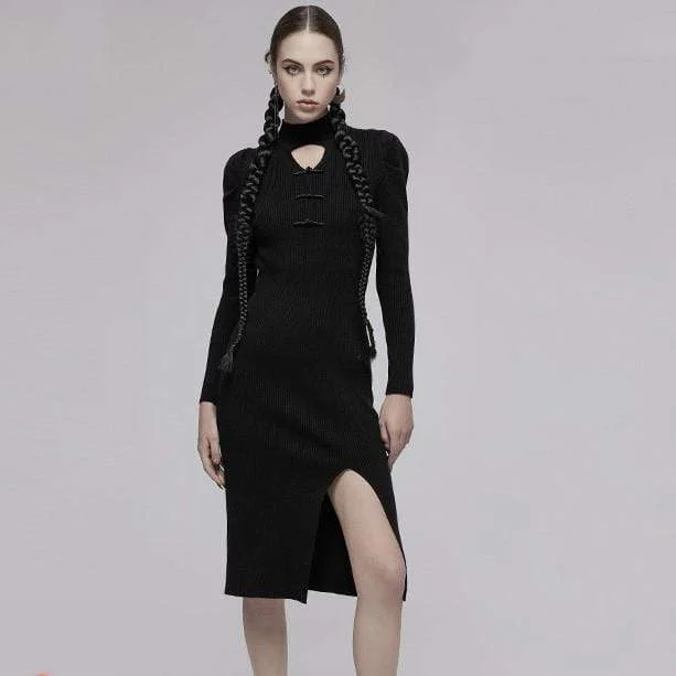 Wrap - Style Women Long Sleeve Top for a Versatile FitWomen's Punk Puff Sleeved Furcal Dress Wrap - Style Women Long Sleeve Top for a Versatile FitWomen's Punk Puff Sleeved Furcal Dress