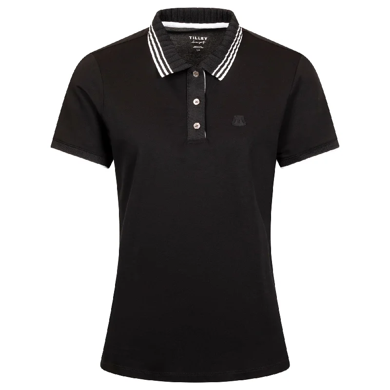 Polo shirt with thumbholes for added functionalityWomens Team Polo Black - AW24