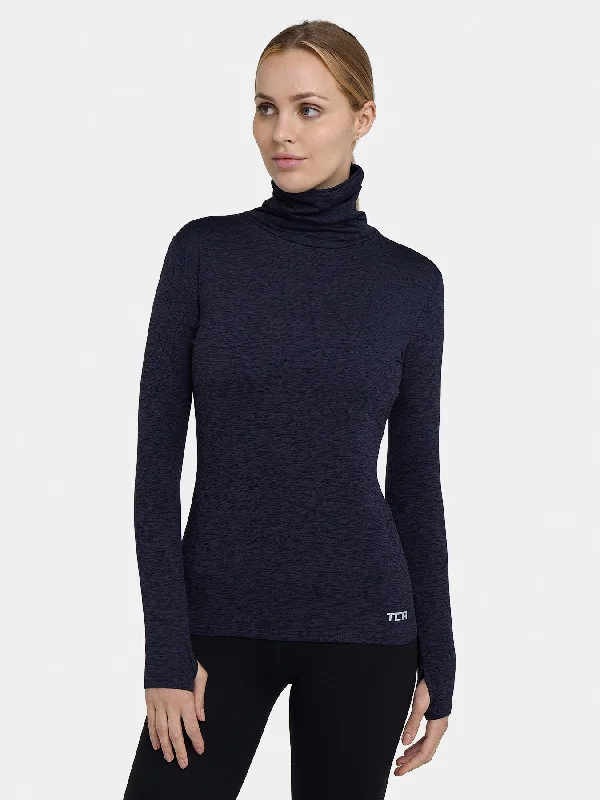 Wrap - Style Women Long Sleeve Top for a Versatile FitWarm-Up Thermal Long Sleeve Funnel Neck Top For Women With Brushed Inner Fabric, Thumbholes & Reflective Strips Wrap - Style Women Long Sleeve Top for a Versatile FitWarm-Up Thermal Long Sleeve Funnel Neck Top For Women With Brushed Inner Fabric, Thumbholes & Reflective Strips