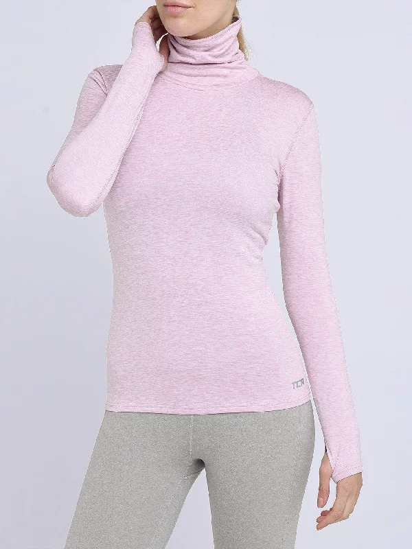 Cropped Women Long Sleeve Top to Pair with High - Waisted BottomsWarm-Up Thermal Long Sleeve Funnel Neck Top For Women With Brushed Inner Fabric, Thumbholes & Reflective Strips Cropped Women Long Sleeve Top to Pair with High - Waisted BottomsWarm-Up Thermal Long Sleeve Funnel Neck Top For Women With Brushed Inner Fabric, Thumbholes & Reflective Strips