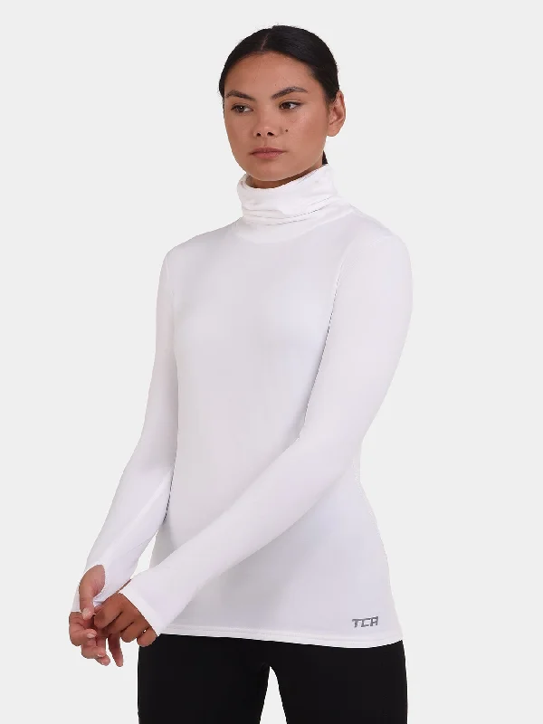 Lace - Trimmed Women Long Sleeve Top for an Elegant LookWarm-Up Thermal Long Sleeve Funnel Neck Top For Women With Brushed Inner Fabric, Thumbholes & Reflective Strips Lace - Trimmed Women Long Sleeve Top for an Elegant LookWarm-Up Thermal Long Sleeve Funnel Neck Top For Women With Brushed Inner Fabric, Thumbholes & Reflective Strips