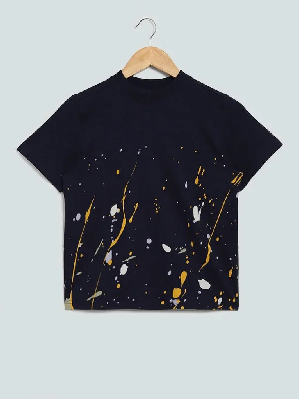 Solid Color Women Shorts in Bright Hues for a Bold StatementY&F Kids Black Splatter Pattern T-Shirt