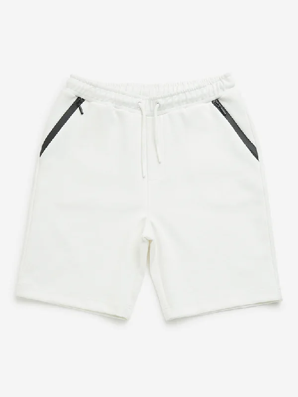 Tie - Waist Women Shorts for a Customizable FitY&F Kids Off-White Mid-Rise Cotton Shorts