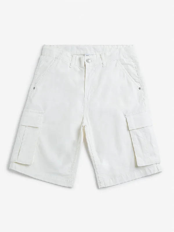 Cuffed Women Shorts for a Laid - Back and Trendy LookY&F Kids Off-White Mid Rise Relaxed Fit Shorts Cuffed Women Shorts for a Laid - Back and Trendy LookY&F Kids Off-White Mid Rise Relaxed Fit Shorts